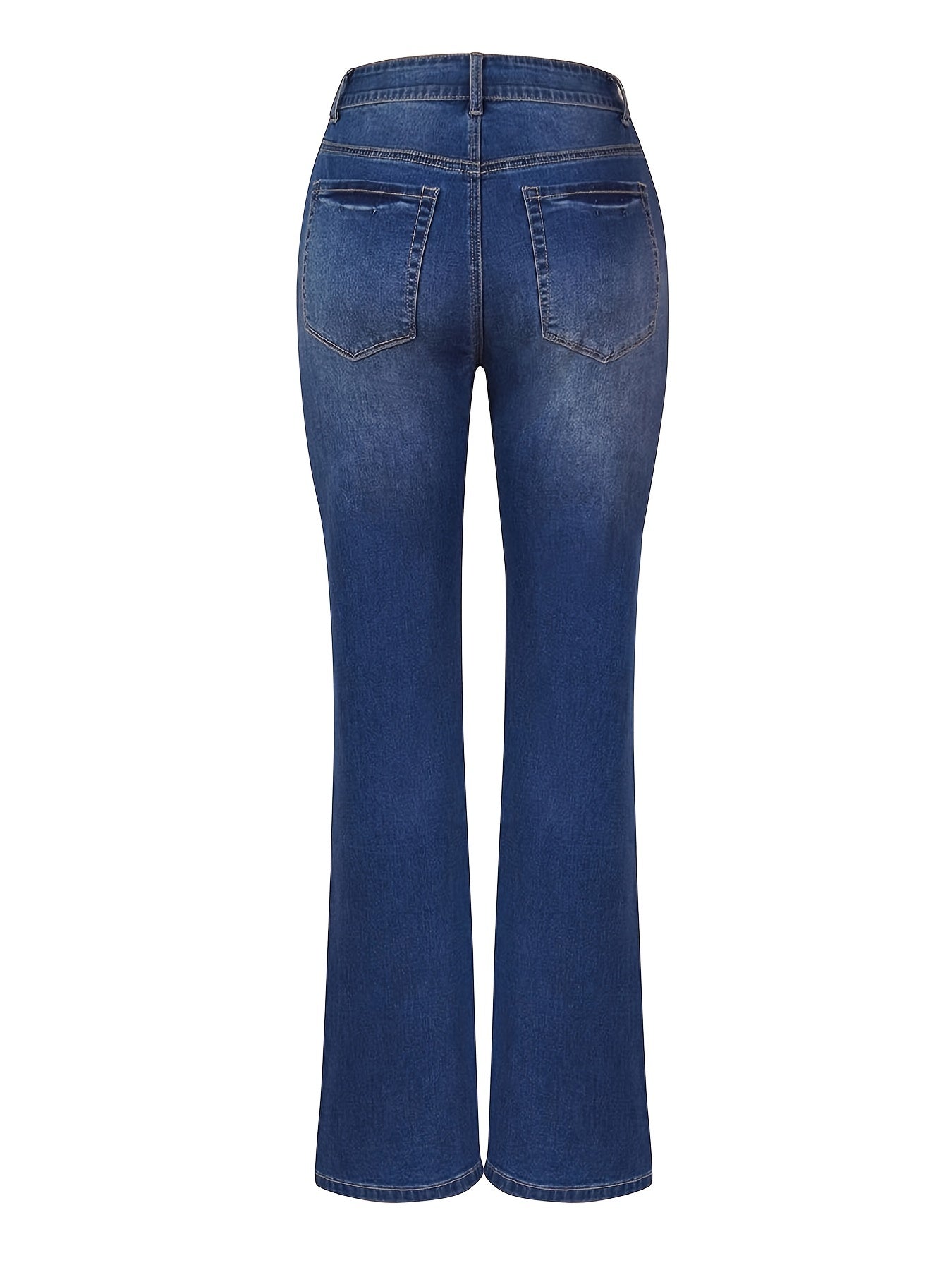 Eveloria Damen Denimhosen mit Schrittknopf und Prägung