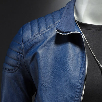 Herren Lederjacke Biker-Stil Reißverschluss