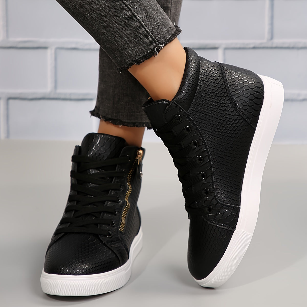 Eveloria Damen Sneakers Lässig Reißverschluss