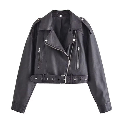 Damen Leder Motorradjacke Reißverschluss