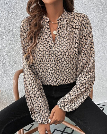 Damen Bluse V-Ausschnitt Langarm Elegant Büro