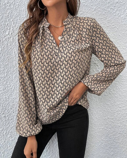 Damen Bluse V-Ausschnitt Langarm Elegant Büro - Eveloria