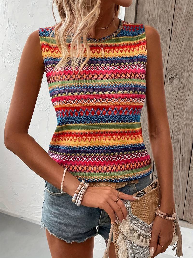 Eveloria Damen Tanktop Bunt Gestreift