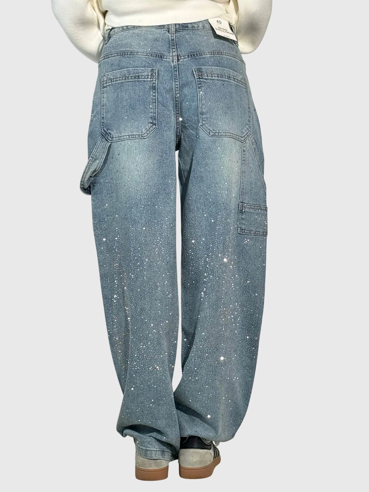 Damen Glänzende Diamant Jeans Hose