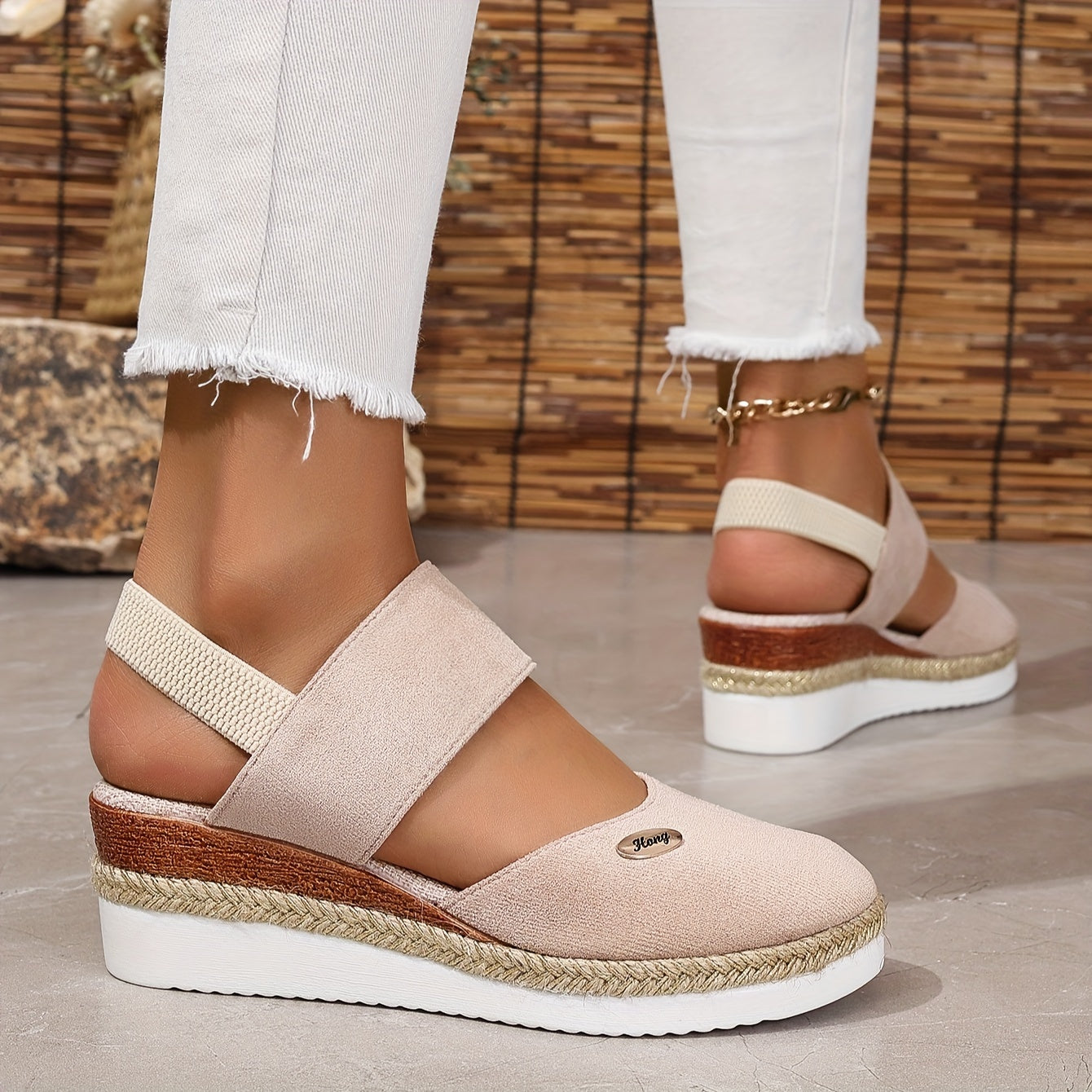 Damen Sandalen Plattform Rutschfest Elastisch