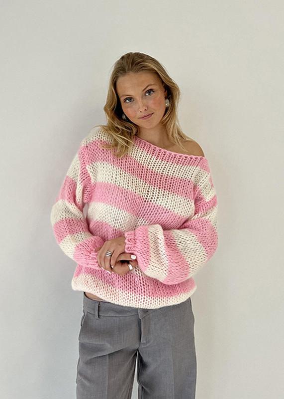 Damen Oversize Pullover Streifenmuster Bequem