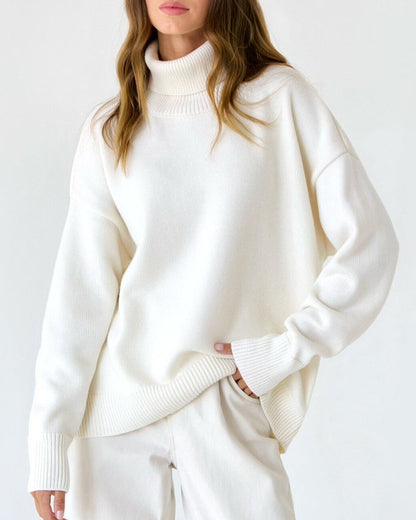 Damen Oversize Pullover Hochhalter Lässig Bequem - Eveloria