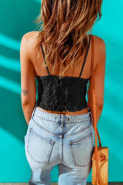 Damen Spitzen-Cami V-Ausschnitt Cropped - Eveloria