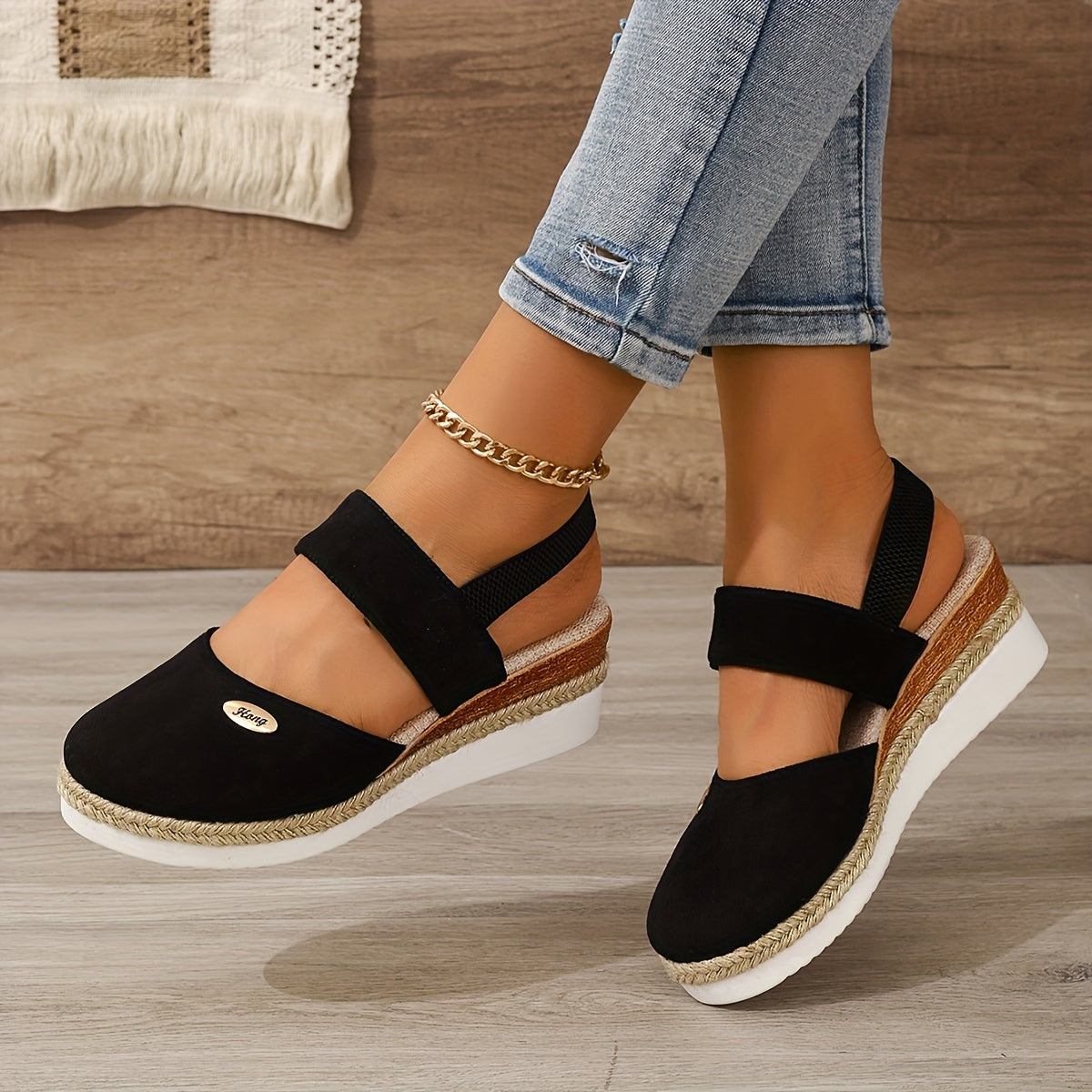 Damen Sandalen Plattform Rutschfest Elastisch