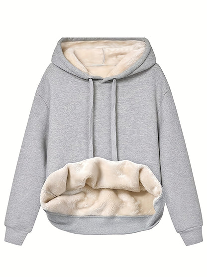 Eveloria Damen Fleece-Hoodie Warm Beige