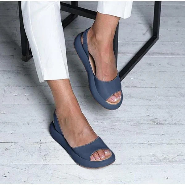 Damen Bequeme Sandalen aus Leder schlicht