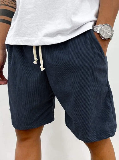 Eveloria Herren Cord Shorts Kordelzug Beige