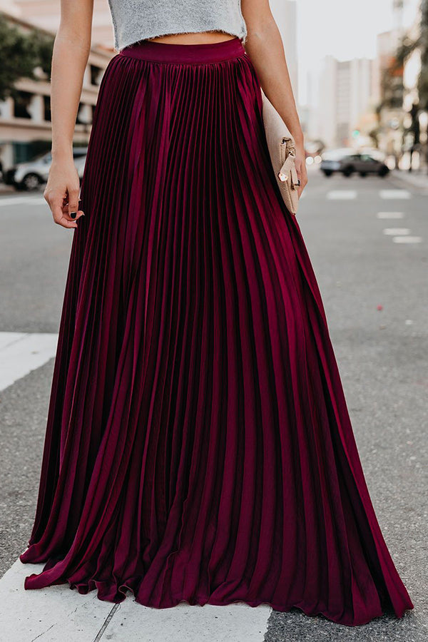 Eveloria Damen Maxi Rock Plissiert