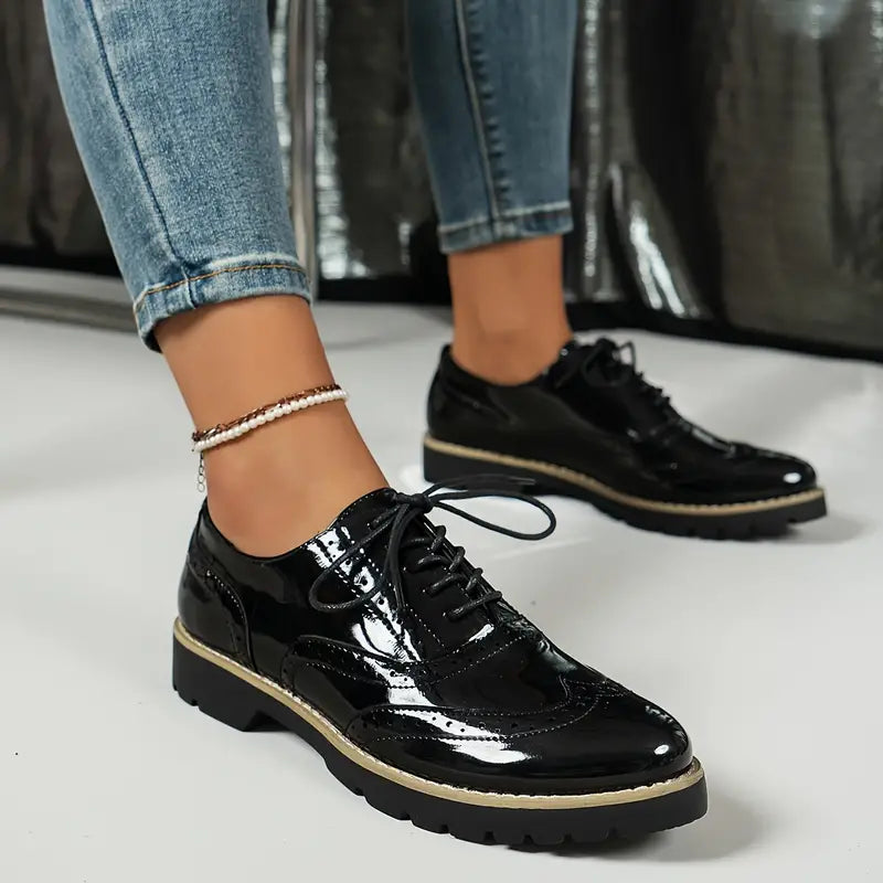 Damen Schnürschuhe Glänzend