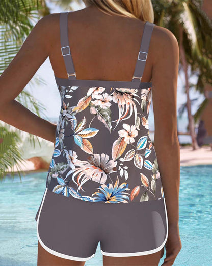 Damen Tankini U-Ausschnitt Ärmellos Bedruckt - Eveloria