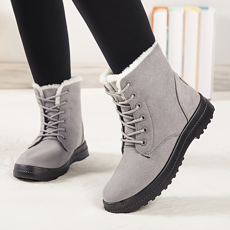 Damen Winterstiefel Schnürung Flache Sohle Warmes Innenfutter - Eveloria