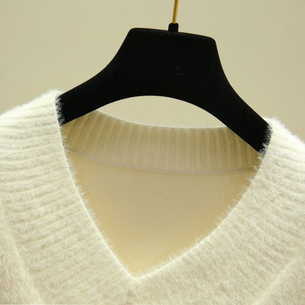 Damen Pullover V-Ausschnitt Langarm Rina