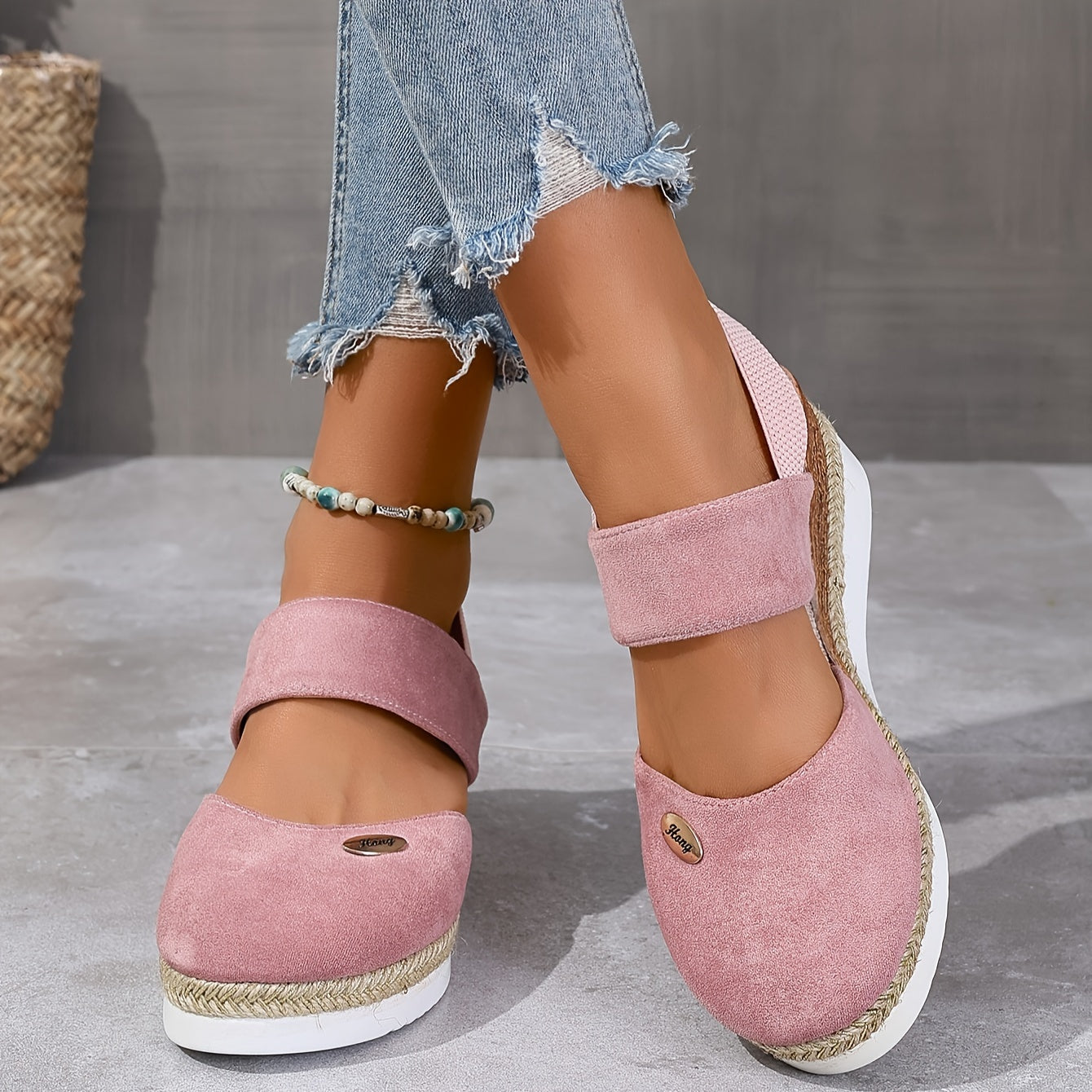 Damen Sandalen Plattform Rutschfest Elastisch