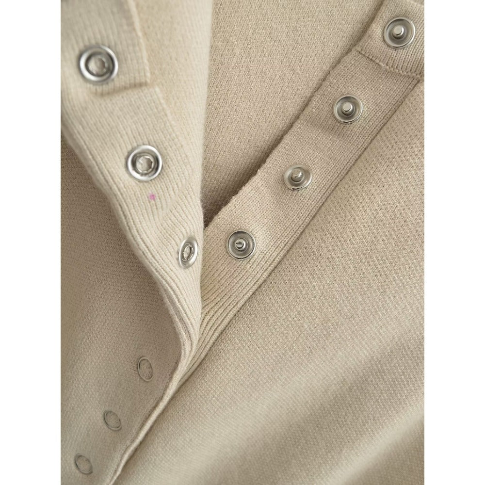 Damen Strickjacke Langärmlig Knopfleiste Beige