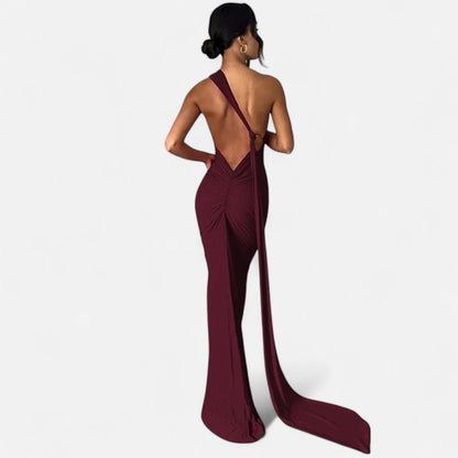 Damen Maxikleid Ein-Schulter-Neckholder