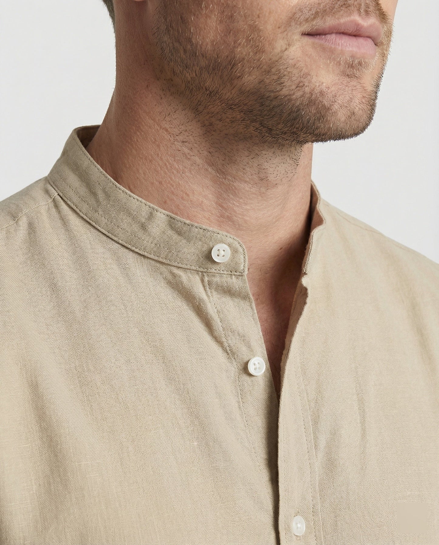 Herren Stehkragenhemd Regular Fit Weiß