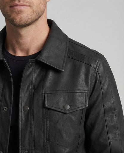 Herren Lederjacke Biker Kurz Lederschutzjacke