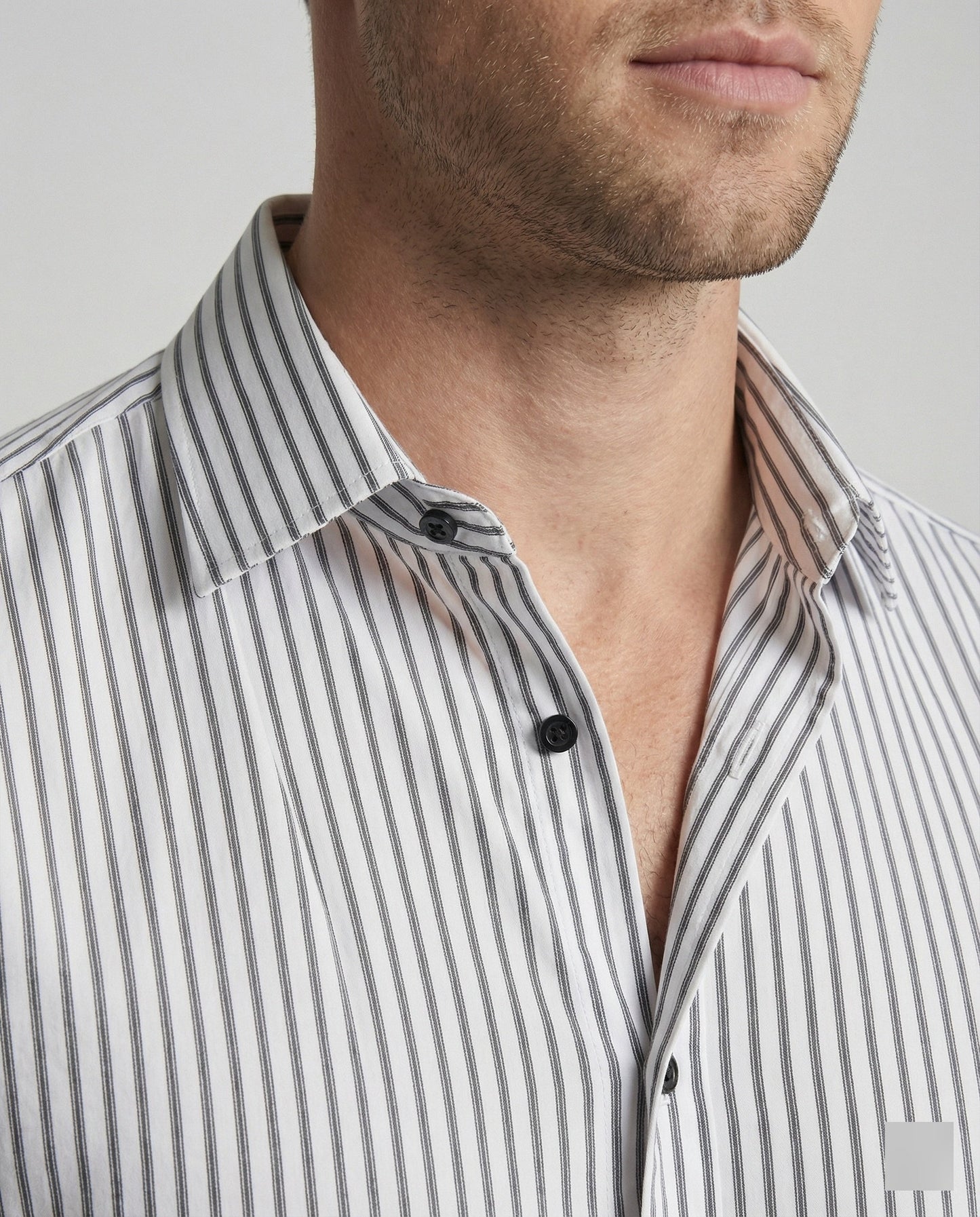 Herren Slimfit Hemd Streifen Baumwolle /Weiß