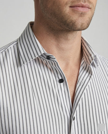 Herren Slimfit Hemd Streifen Baumwolle /Weiß