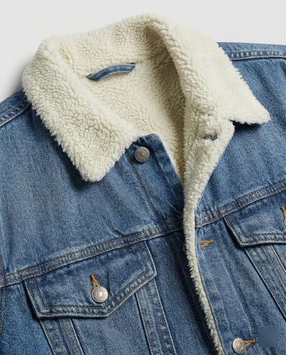Warme Damen Denimjacke Winter Blau