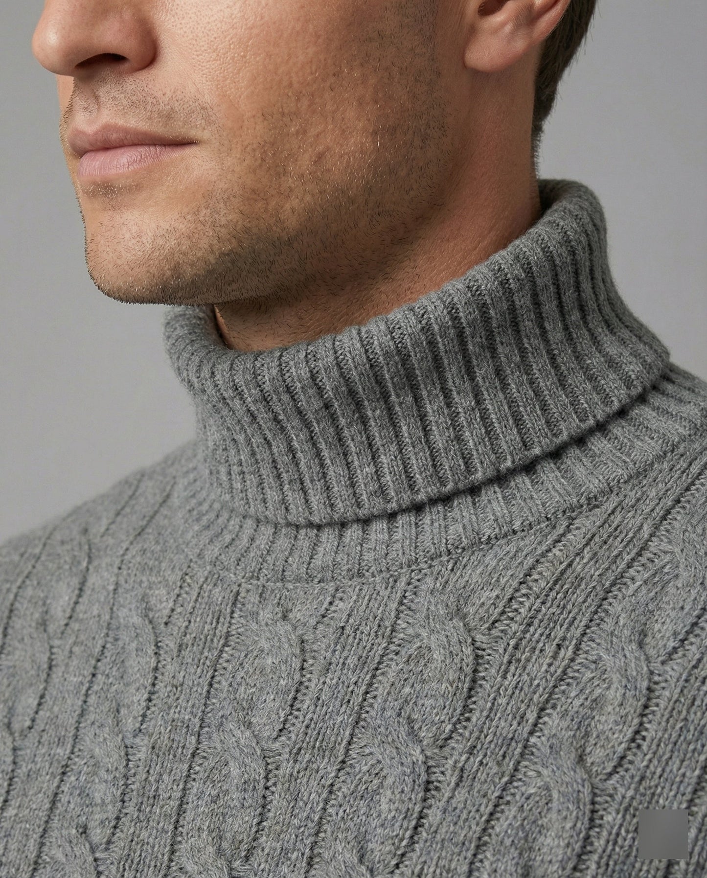 Herren Rollkragenpullover Rippmuster