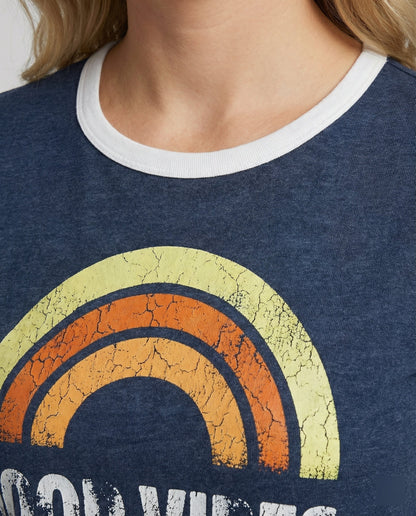 Eveloria Damen Good Vibes T-Shirt Positivität