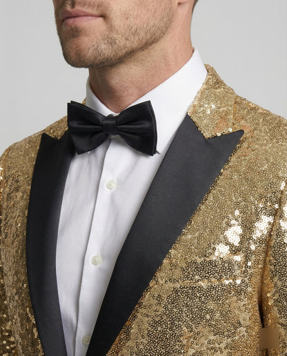 Eveloria Herren Blazer Pailletten Glänzend
