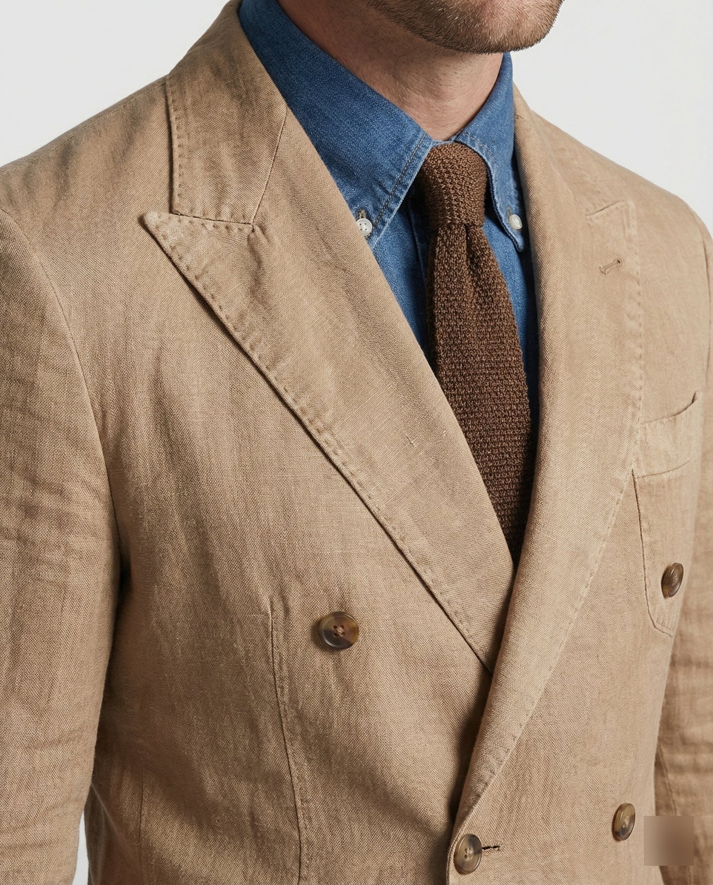 Herren Leinenblazer Doppelreiher