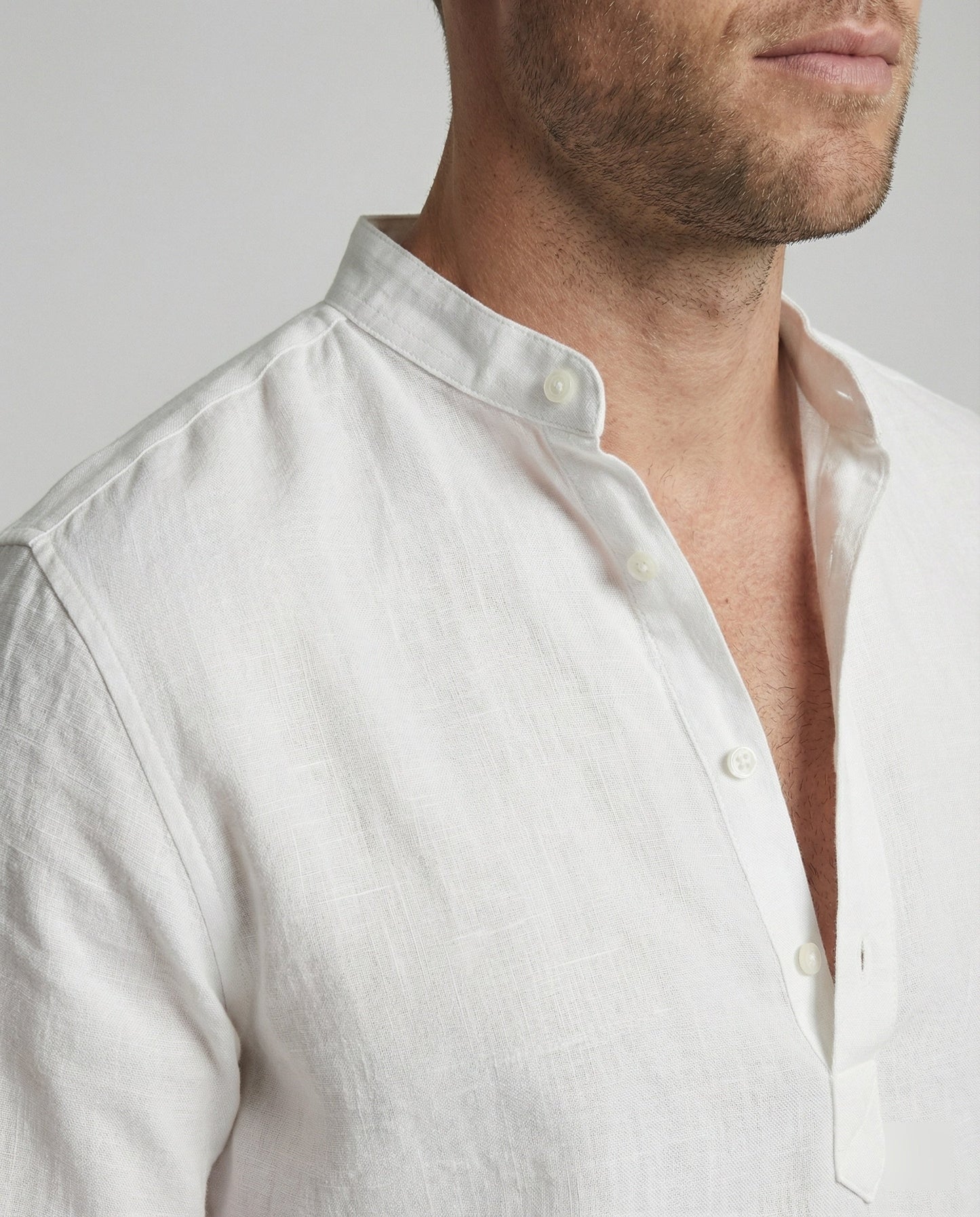 Herren Leinenhemd Elegantes Weiß