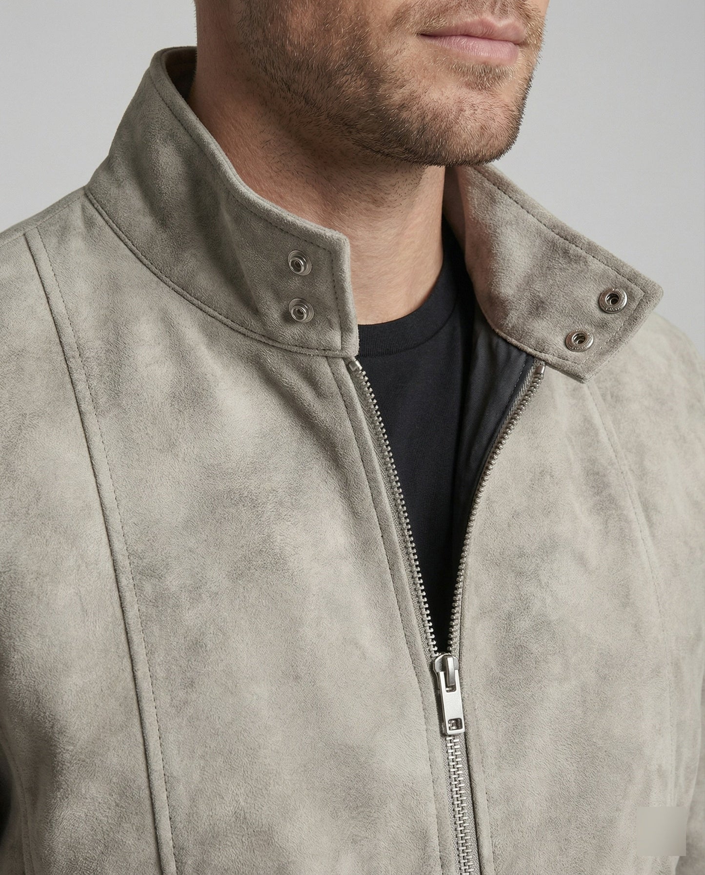 Herren Veloursjacke Kurz Stehkragen