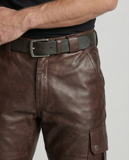 Herren Lederhose Cargo-Style mit Taschen