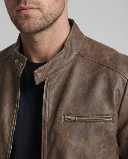 Herren Lederjacke Kurz Lederoptik