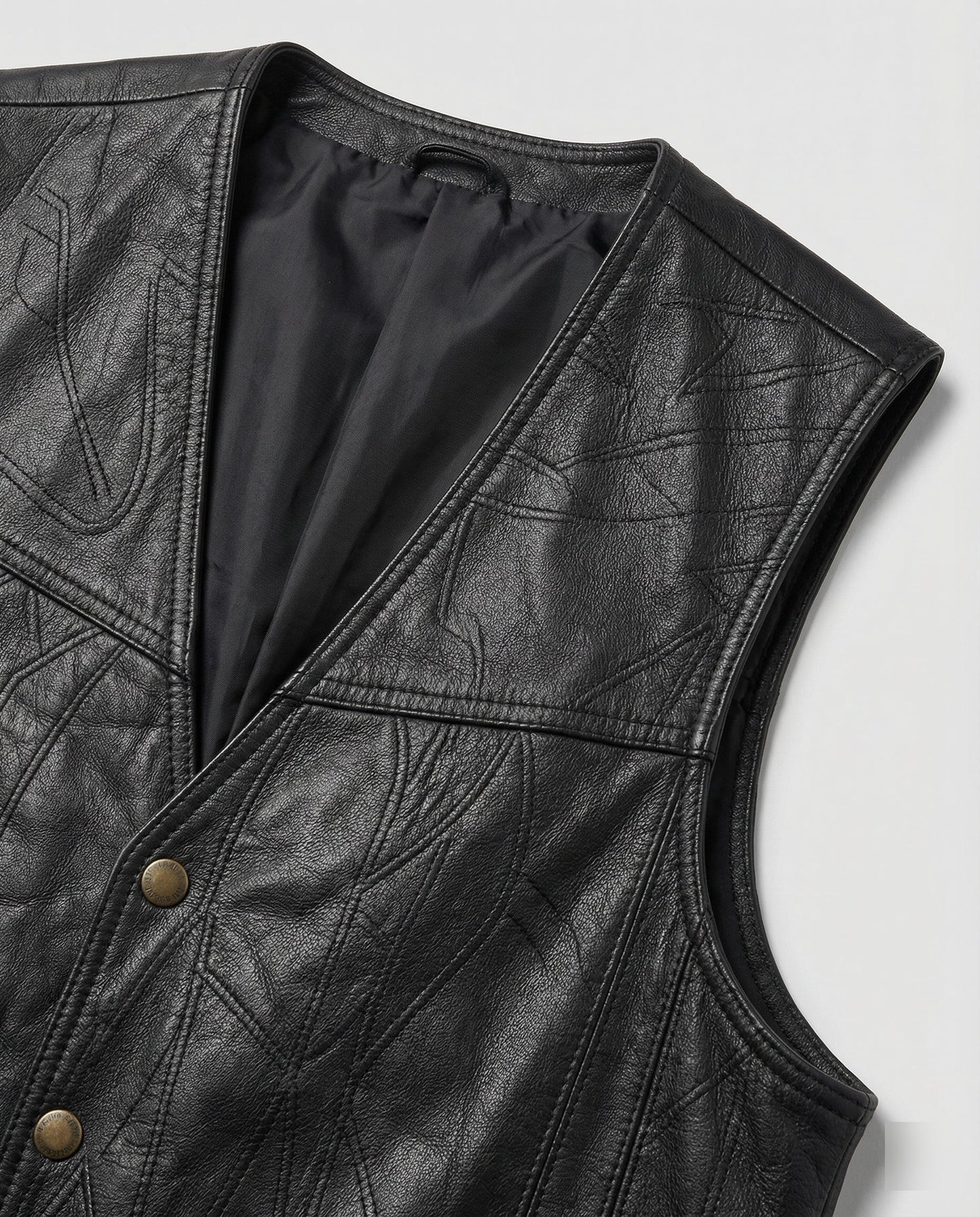 Herren Lederweste Biker Style Leder