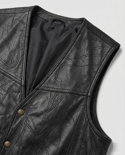 Herren Lederweste Biker Style Leder