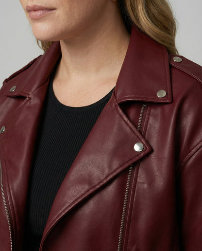Damen Lederjacke Bikerstyle Reißverschluss