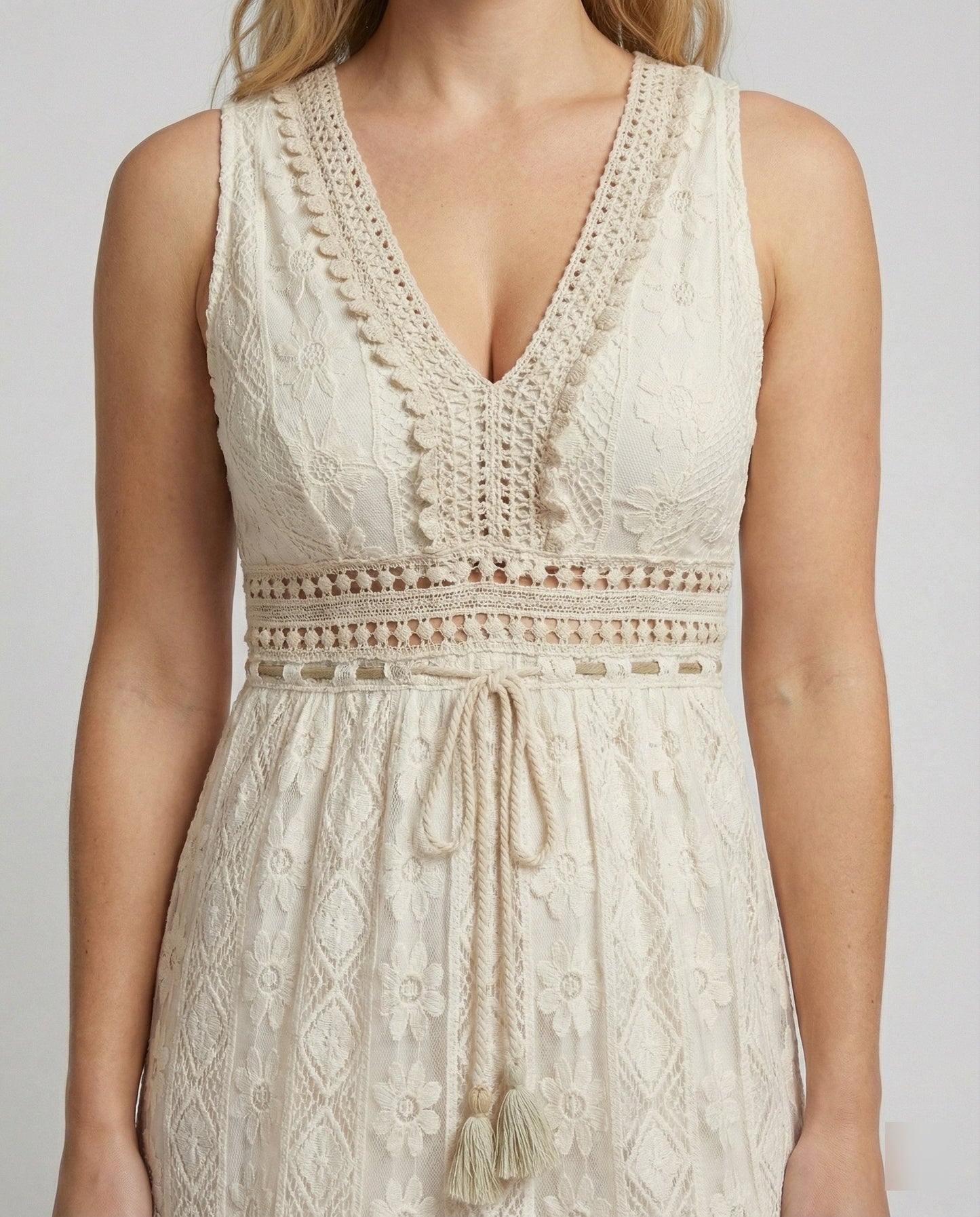 Eveloria Damen Boho Spitzenkleid Sommer