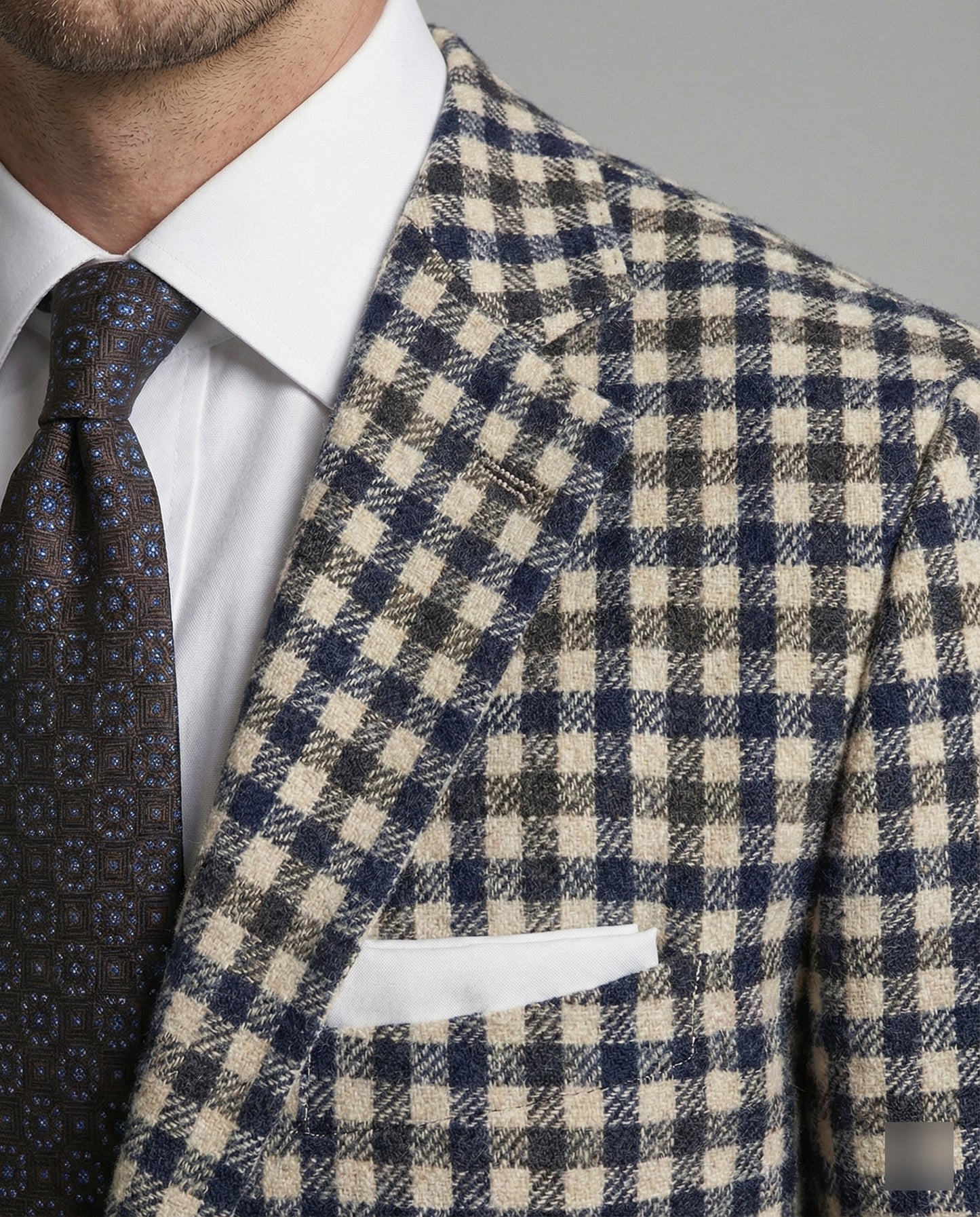 Herren Karierter Blazer Sportlich Eleganter Wollblazer