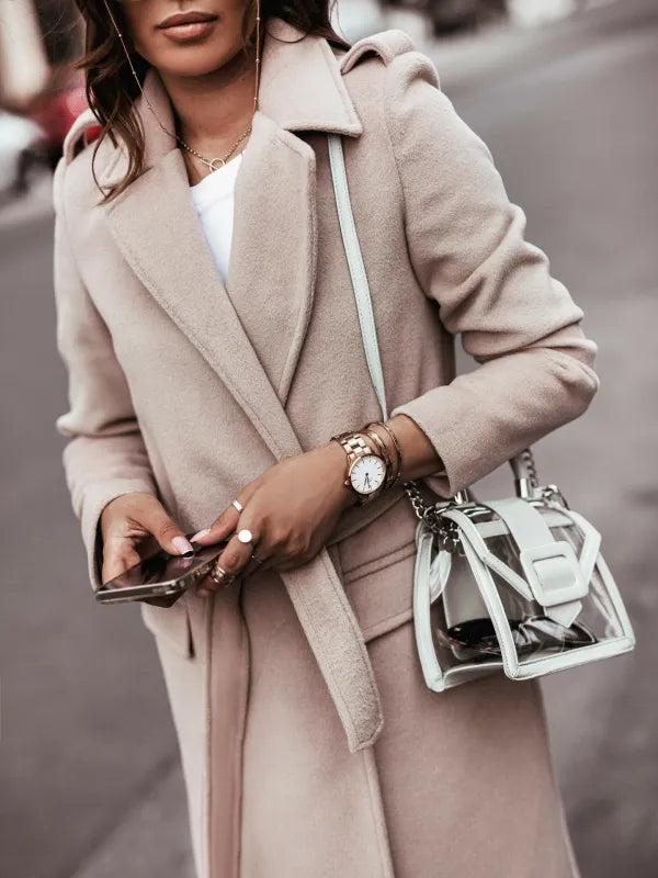 Damen Langer Streetstyle Mantel Lässig