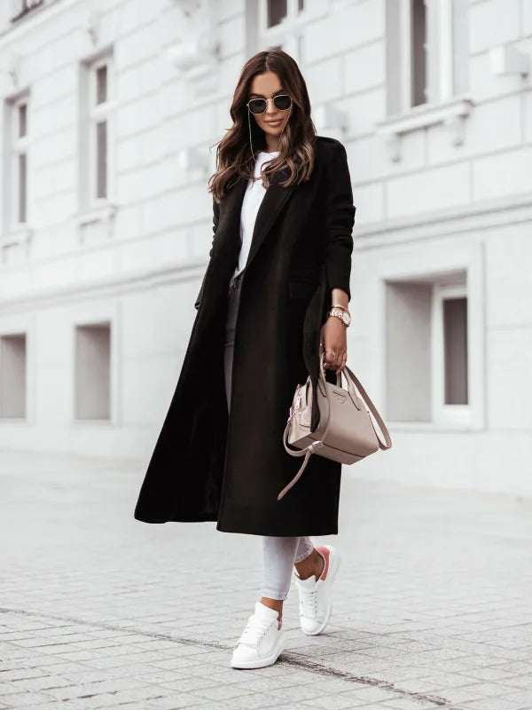 Damen Langer Streetstyle Mantel Lässig