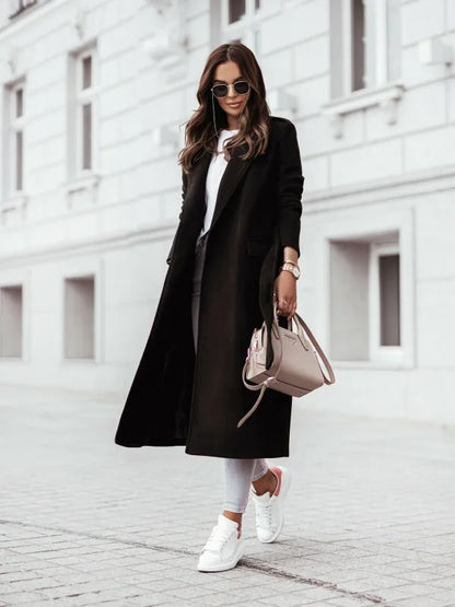 Damen Langer Streetstyle Mantel Lässig