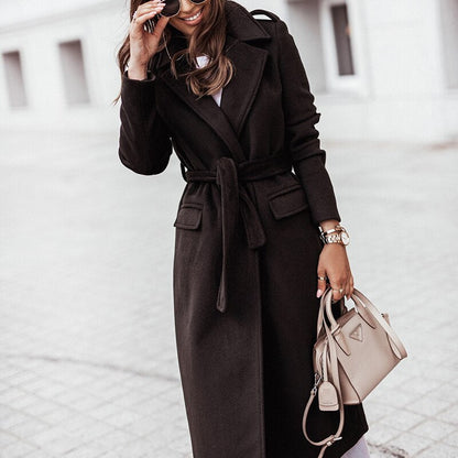 Damen Langer Streetstyle Mantel Lässig