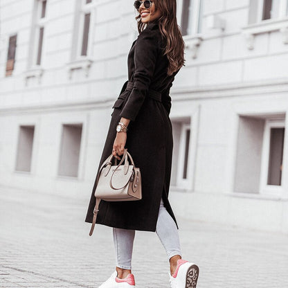 Damen Langer Streetstyle Mantel Lässig