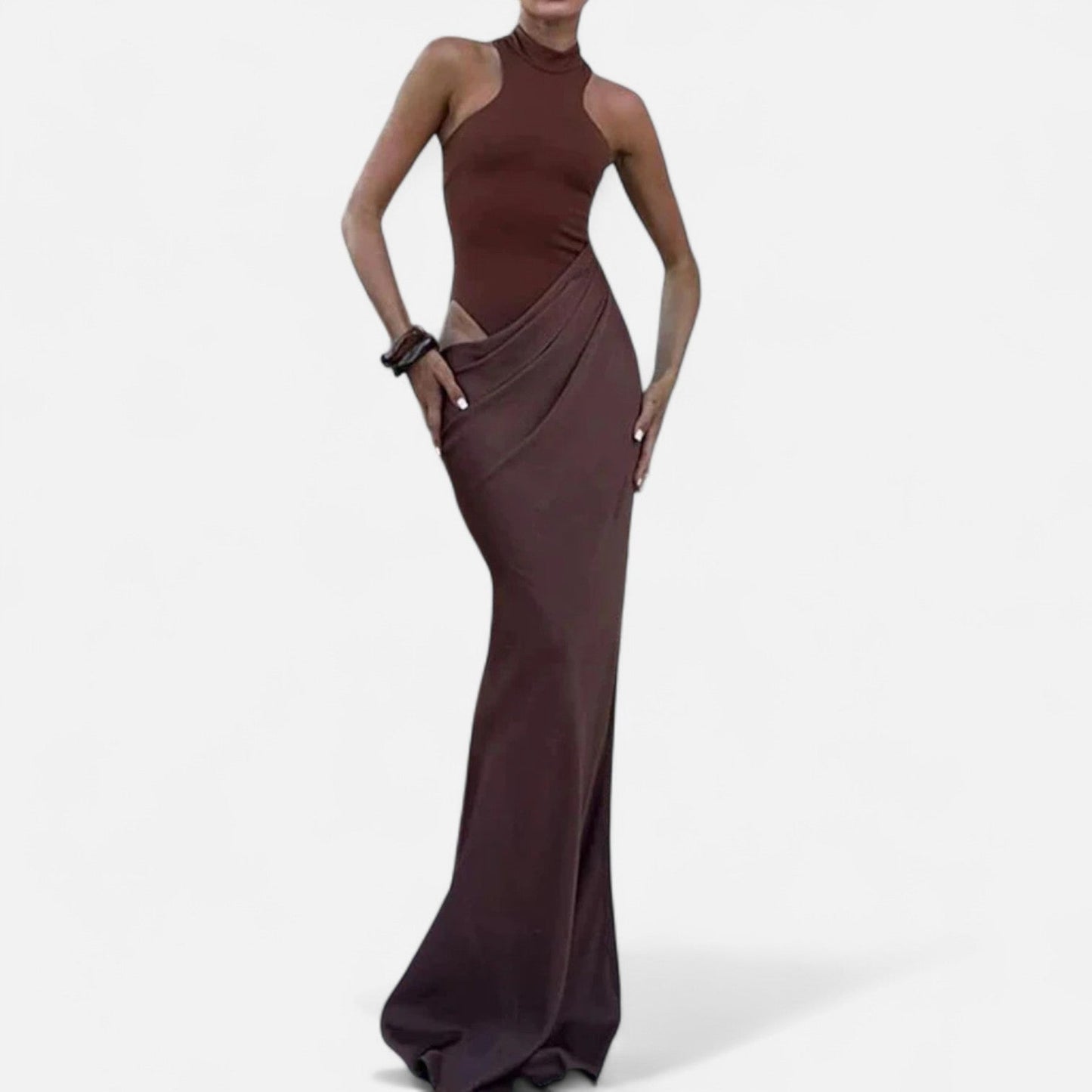 Damen Maxikleid Neckholder Cut-Out Kleid