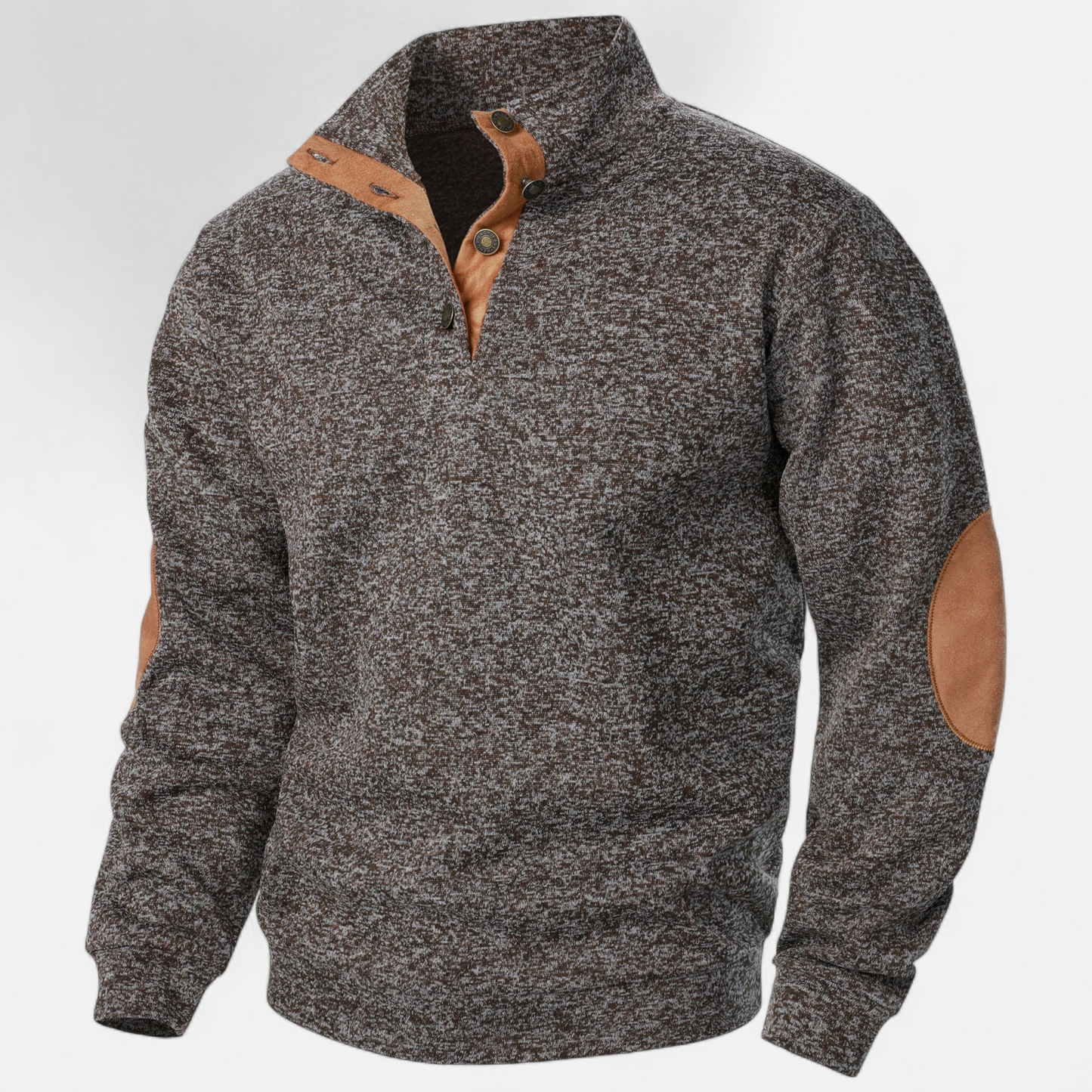 Levi Herren Strickpullover Stehkragen Patchwork Braun