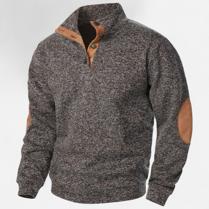 Levi Herren Strickpullover Stehkragen Patchwork Braun
